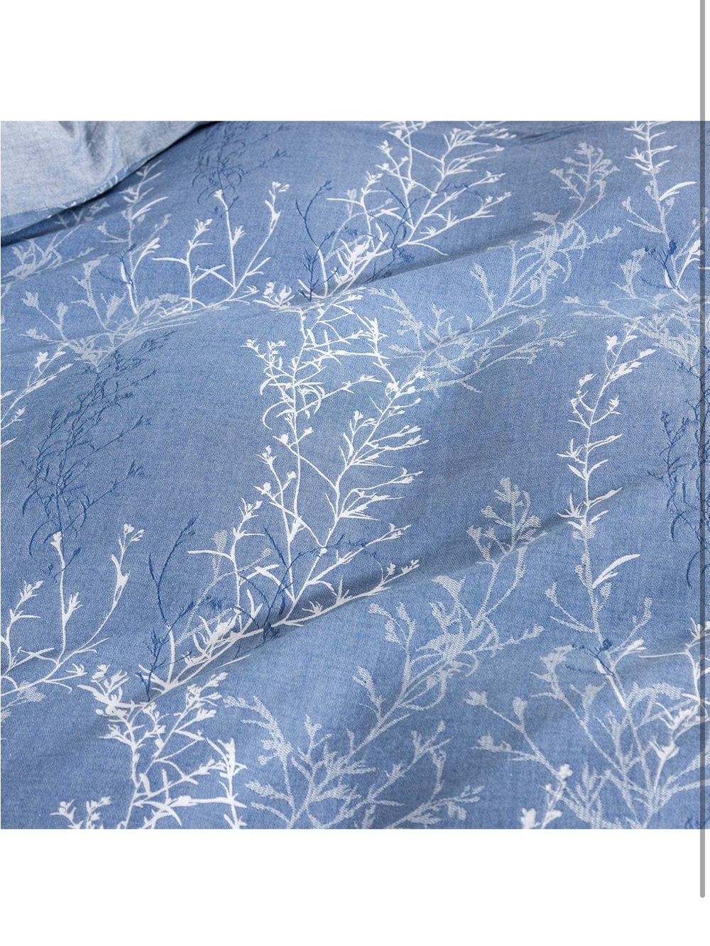 NEW OREISE Duvet Cover Set, Washed Cotton Yarn, Jacquard Blue and White (King) - Picture 7 of 7